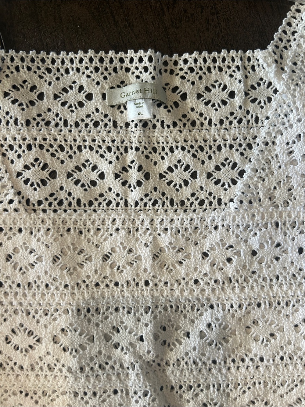 Garnet Hill White Crochet 100% cotton swim cover up